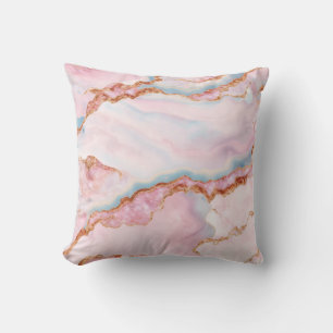 Marble Agate Trendy Blue Pink Gold Collection Cushion
