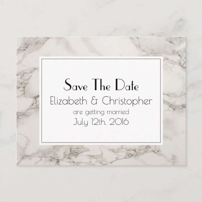 Marble Alabaster Taupe Tan Abstract Save The Date Announcement Postcard (Front)
