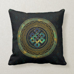 Marble and Abalone Endless Knot in Mandala Cushion