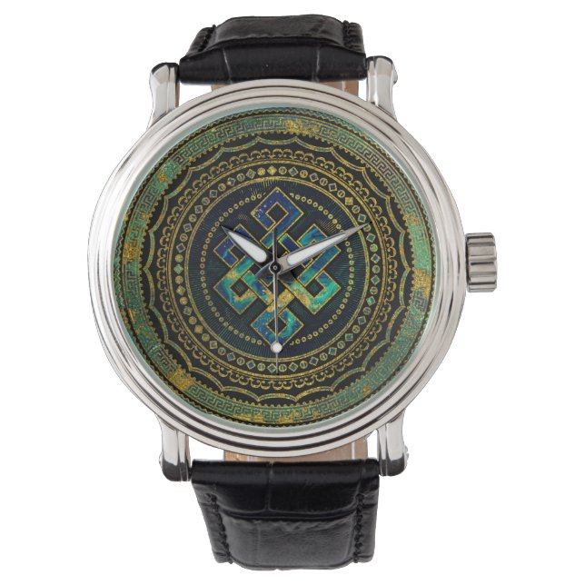 Marble and Abalone Endless Knot  in Mandala Watch (Front)