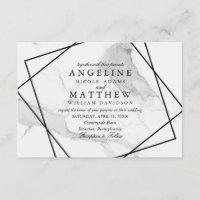 Marble and Black & White Geometric Wedding Invite