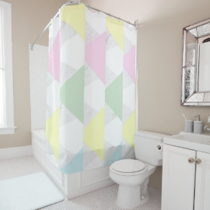 Marble and colourful triangles shower curtain