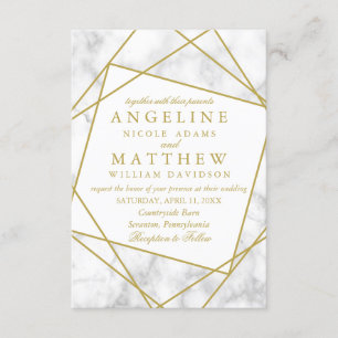 Marble and Faux Gold Geometric Wedding Invite