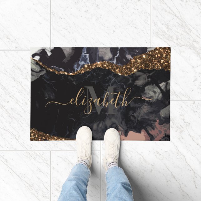 Marble and Glitter Abstract Doormat (Indoor)