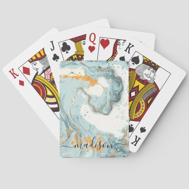 Marble and Glitter Abstract Playing Cards (Back)