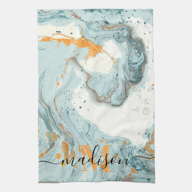 Marble and Glitter Abstract Tea Towel (Vertical)