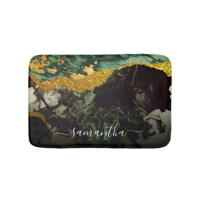 Marble and Glitter Abstract Texture Bath Mat (Front)