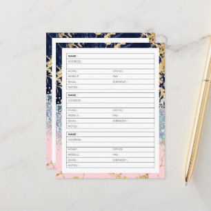 Marble and glitter address book page