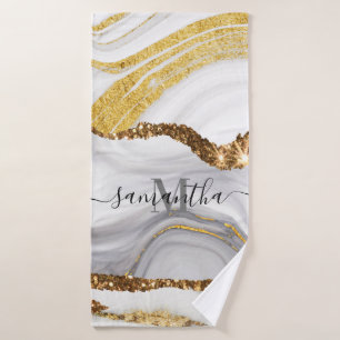 Marble and Glitter Bath Towel