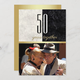 Marble and Gold 50th Wedding Anniversary Photo Invitation