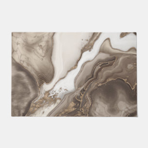 Marble and gold abstract leather doormat