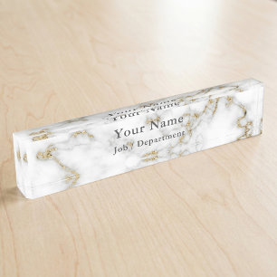 Marble and gold classy executive desk name plate