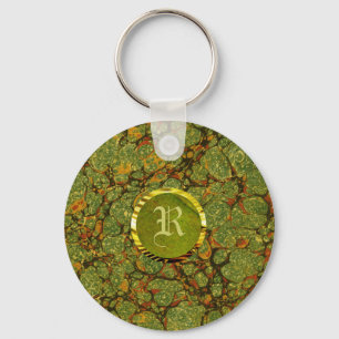 Marble And Gold-Custom Initial Key Ring
