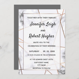 Marble and gold elegant wedding invitation