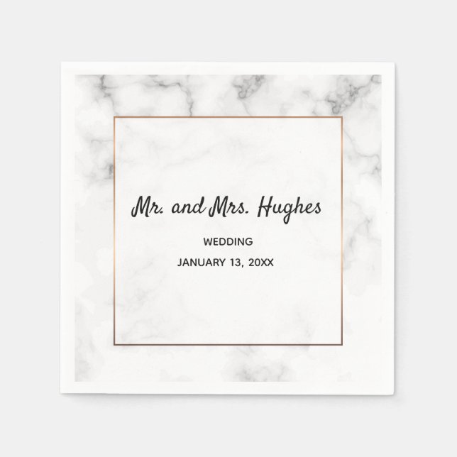 Marble and gold elegant wedding napkin (Front)