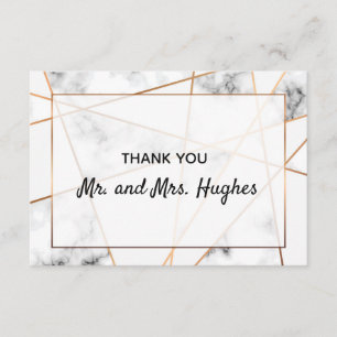 Marble and gold elegant wedding thank you card