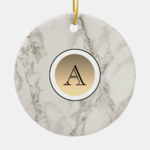 Marble and Gold Initial Elegant Ceramic Ornament