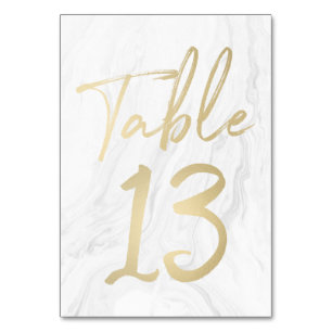 Marble and Gold Script   Table Number Card 13