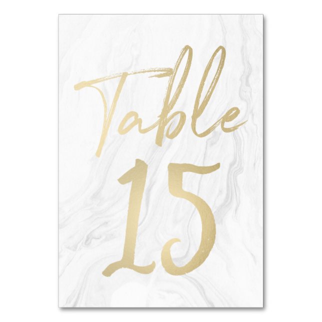 Marble and Gold Script | Table Number Card 15 (Front)