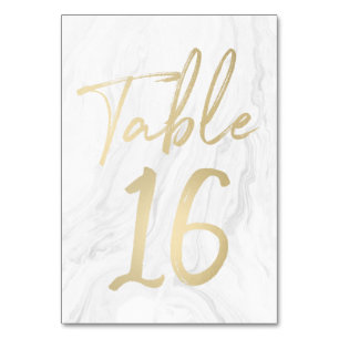 Marble and Gold Script   Table Number Card 16