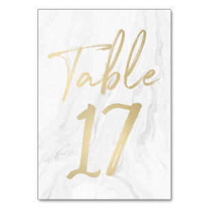 Marble and Gold Script   Table Number Card 17