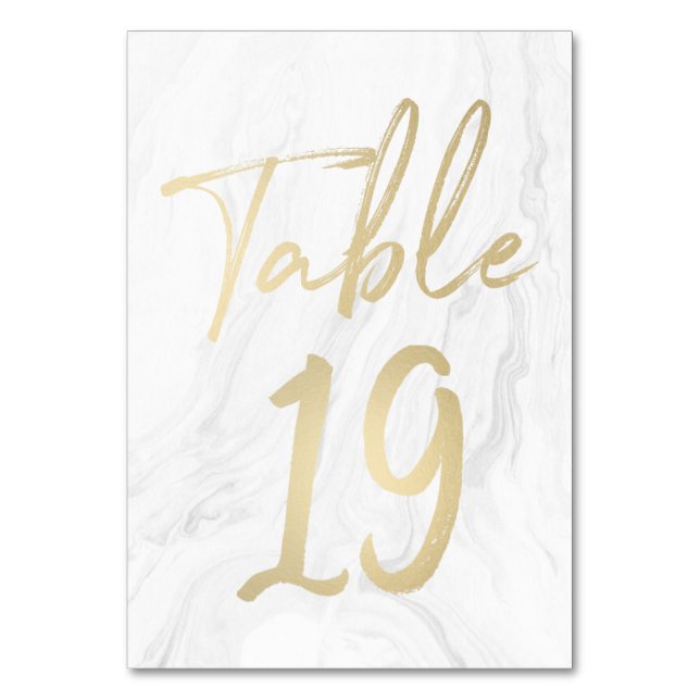 Marble and Gold Script | Table Number Card 19 (Front)