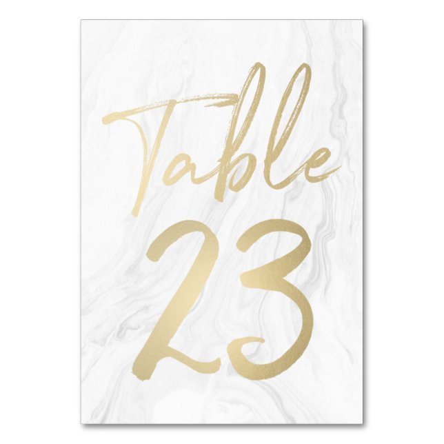 Marble and Gold Script | Table Number Card 23 (Front)