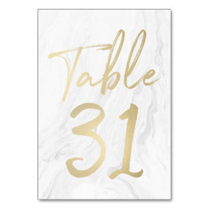Marble and Gold Script   Table Number Card 31