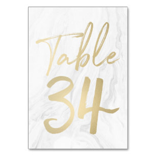 Marble and Gold Script   Table Number Card 34
