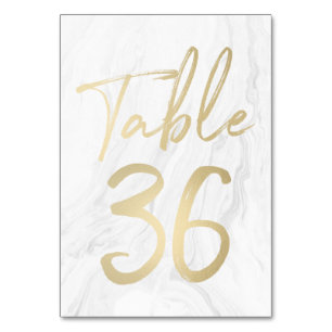 Marble and Gold Script   Table Number Card 36