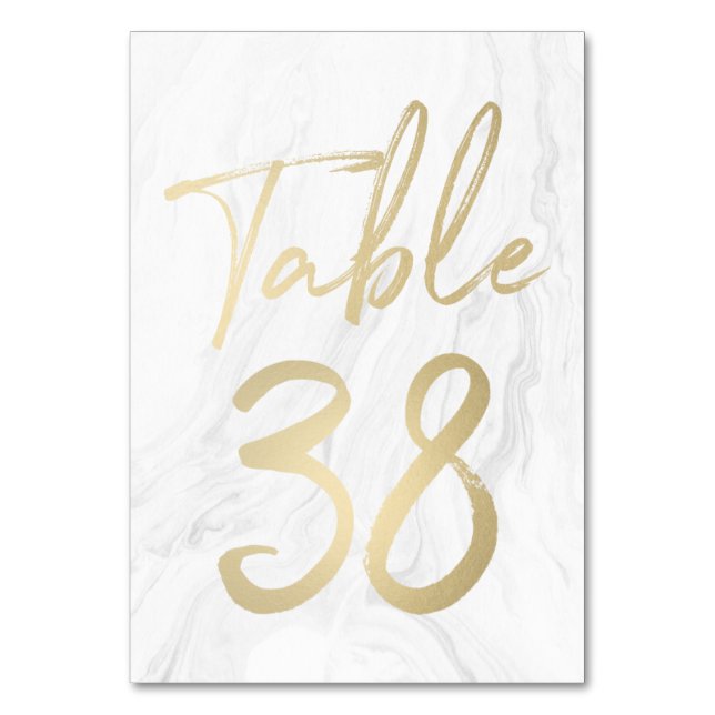 Marble and Gold Script | Table Number Card 38 (Front)