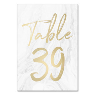 Marble and Gold Script   Table Number Card 39
