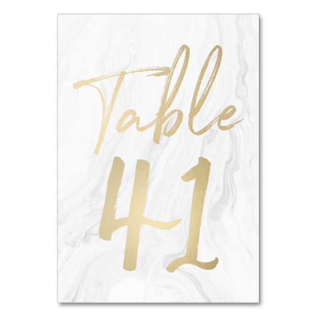 Marble and Gold Script | Table Number Card 41 (Front)