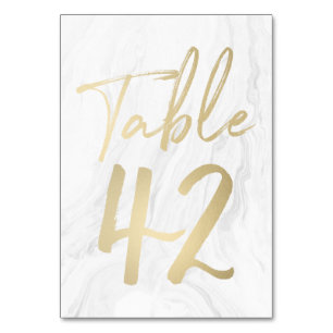 Marble and Gold Script   Table Number Card 42