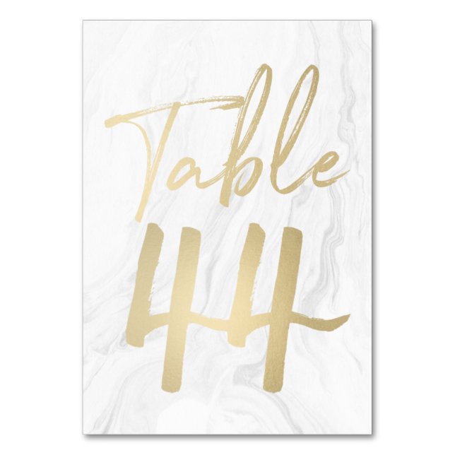 Marble and Gold Script | Table Number Card 44 (Front)