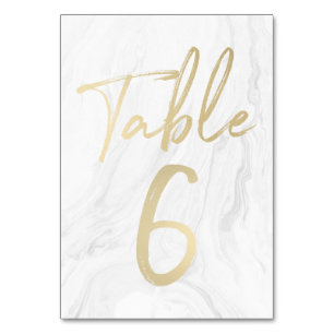 Marble and Gold Script Table Number Card 6