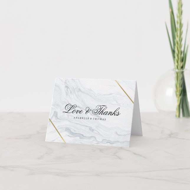 Marble and Gold Wedding Thank You Card (Front)