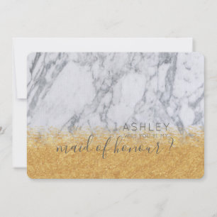 Marble and Gold Will You Be My Maid of Honour Name Invitation