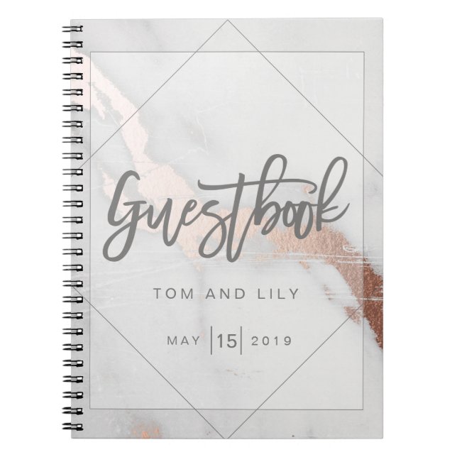 MARBLE AND METALLIC WEDDING  GUESTBOOK NOTEPAD NOTEBOOK (Front)