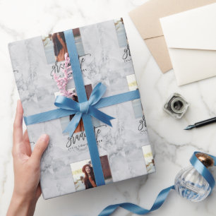 MARBLE AND ROSE GOLD GRADUATION announcement Wrapping Paper