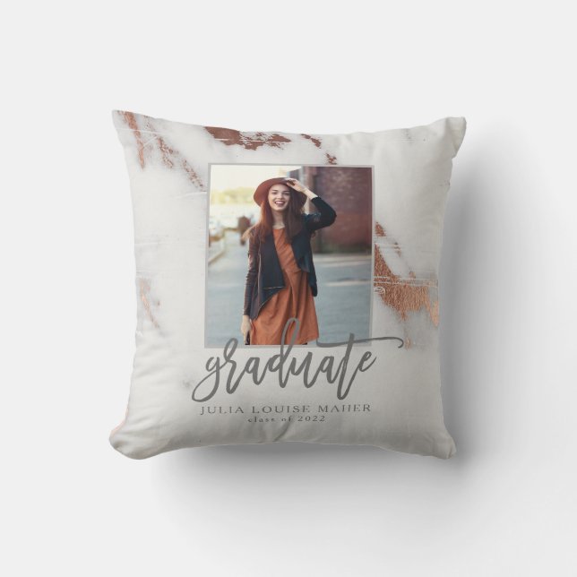 MARBLE AND ROSE GOLD GRADUATION CUSHION (Front)