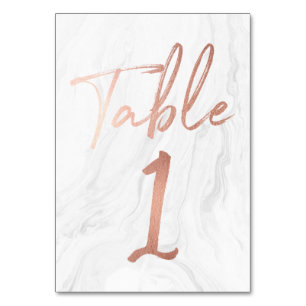 Marble and Rose Gold Script   Table Number Card 1