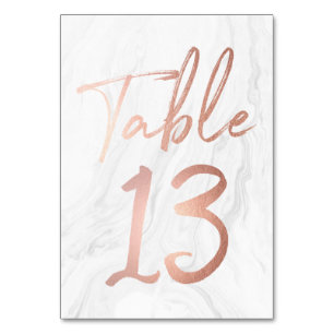Marble and Rose Gold Script   Table Number Card 13