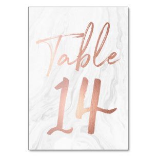Marble and Rose Gold Script   Table Number Card 14