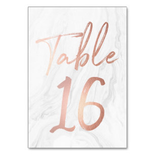 Marble and Rose Gold Script   Table Number Card 16