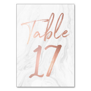 Marble and Rose Gold Script   Table Number Card 17