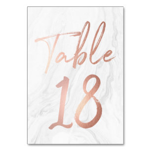Marble and Rose Gold Script   Table Number Card 18