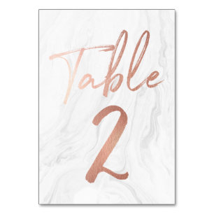 Marble and Rose Gold Script   Table Number Card 2