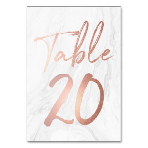 Marble and Rose Gold Script   Table Number Card 20