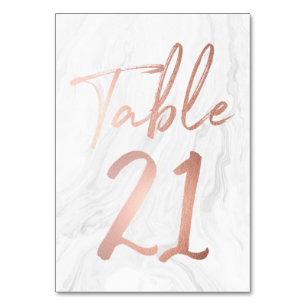 Marble and Rose Gold Script   Table Number Card 21